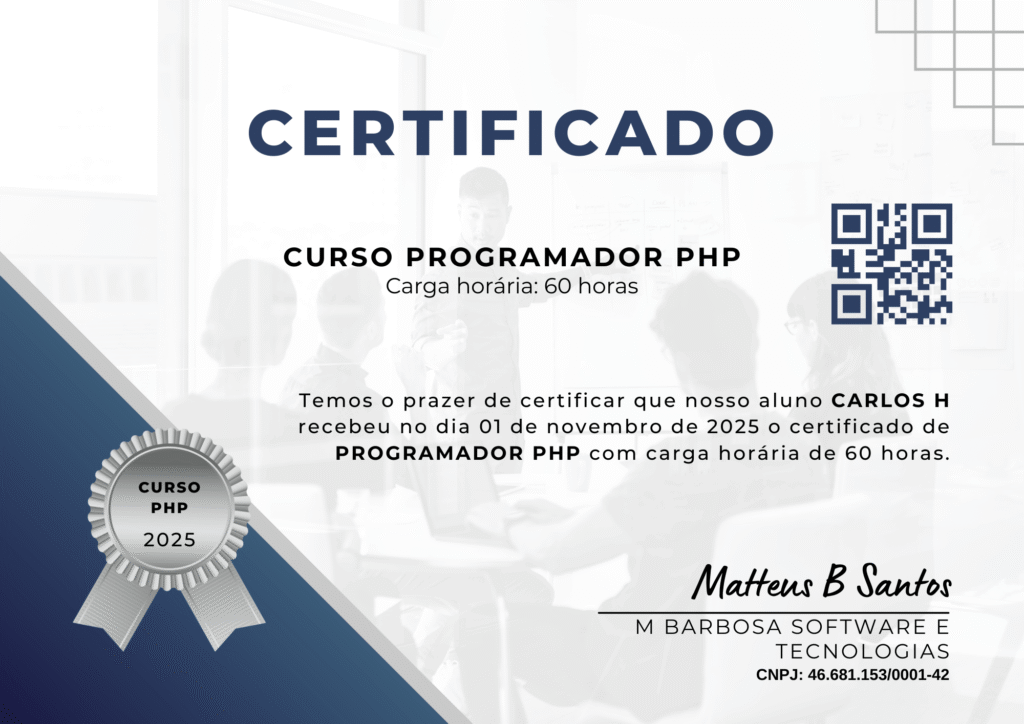 CERTIFICADO PROGRAMADOR PHP